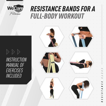 Wecare Fitness Full-Body Workout 4 Pack Resistance Bands, 4 Levels of Resistance, Mesh Carrying Bag, 4PK WC-4P-RBS
